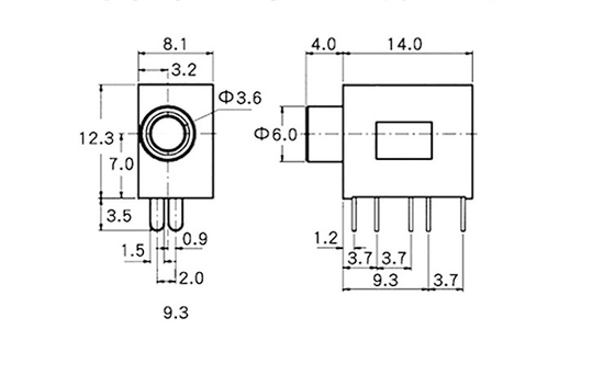 PJ325 3.5mm Stereo Female Socket Audio Jack 5pin PCB Panel Mount Connector