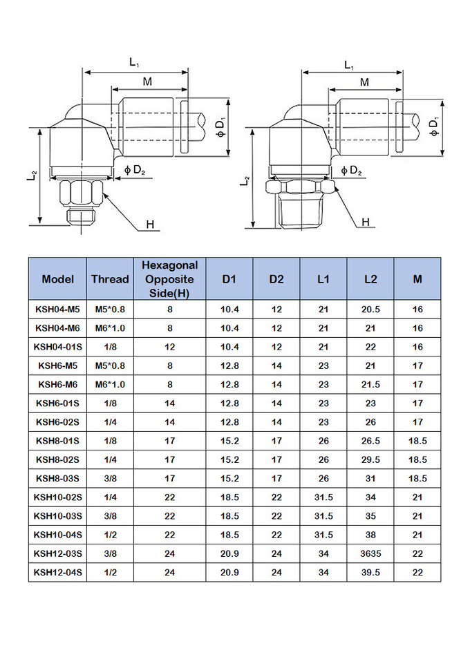 KSL KSH Right Angle Elbow High Speed Pneumatic Rotary Union 4mm To 12mm